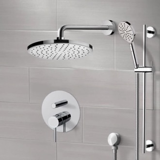 Shower Faucet Chrome Shower Set With Rain Shower Head and Hand Shower Remer SFR78